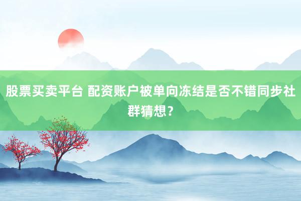 股票买卖平台 配资账户被单向冻结是否不错同步社群猜想?